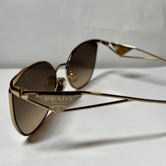 Timeless Prada Gold Cat Eye Sunglasses Slightly Used Comes in Original Box! main image 5